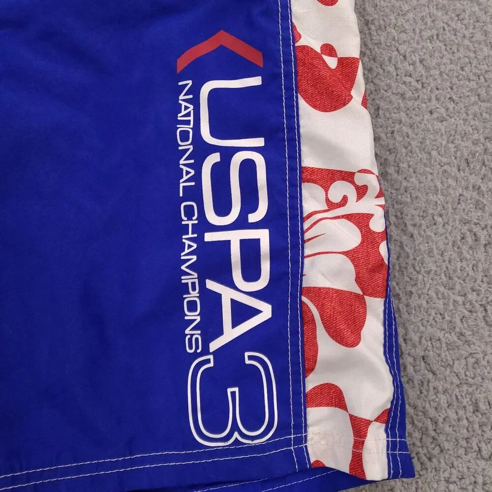 US Polo Assn Board Swim Shorts Boys Large 14/16 Blue USPA3 Champions Lined‎